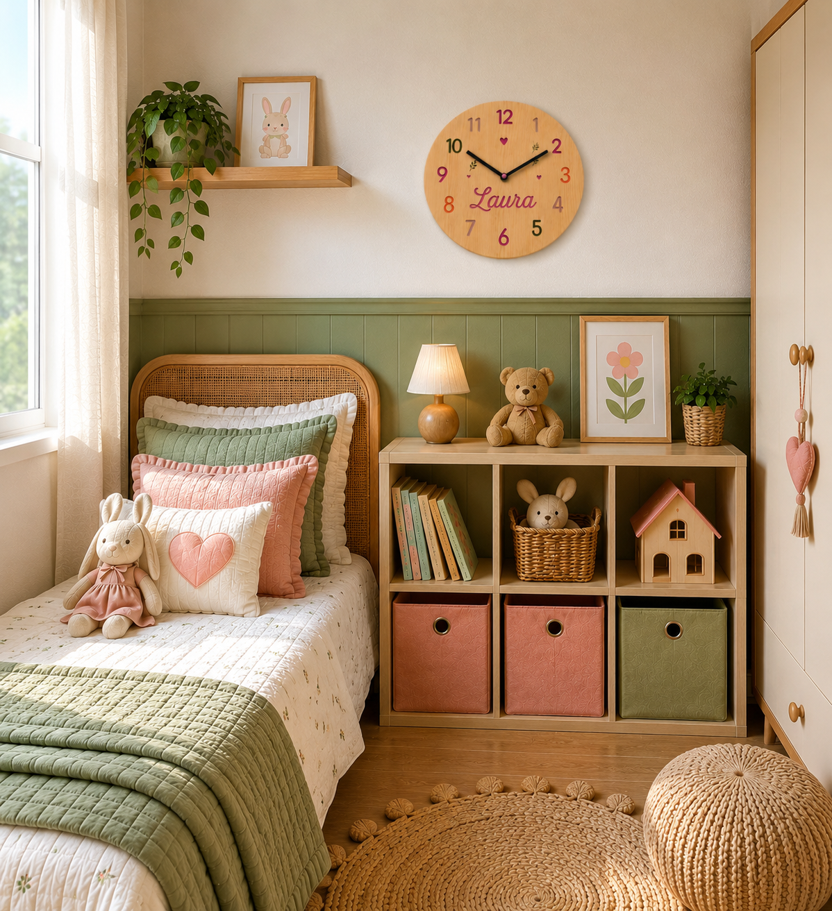 Reloj infantil de madera personalizado con nombre