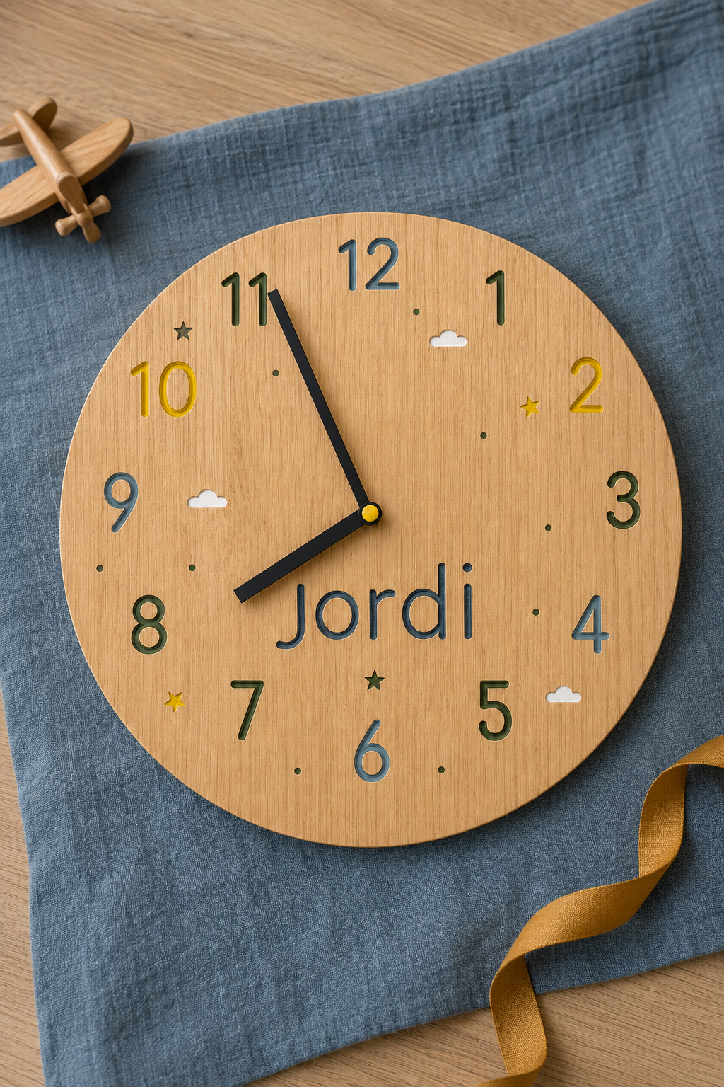 Reloj de madera infantil personalizado