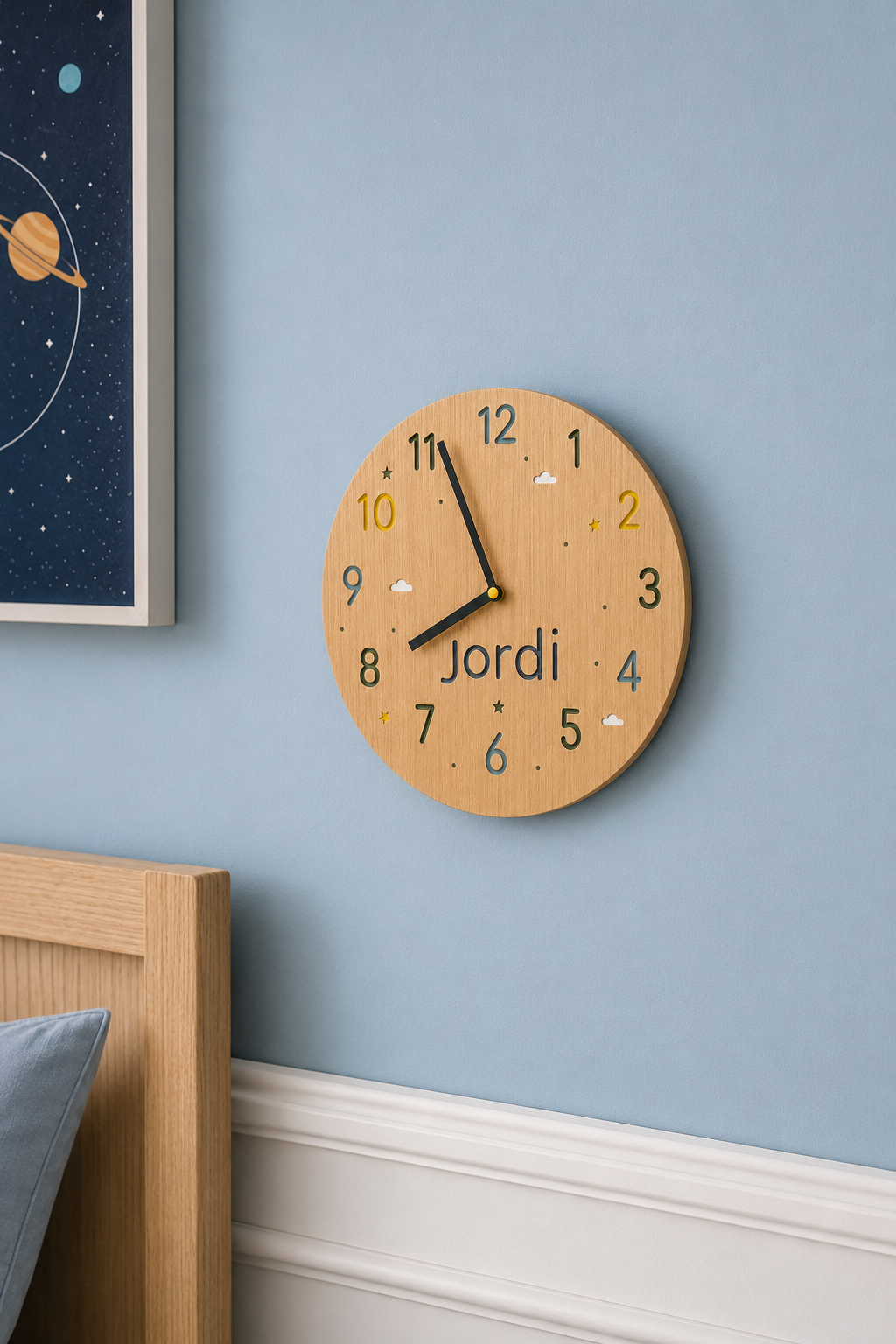 Reloj de madera infantil personalizado